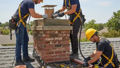 Kansas City, MO chimney repair for cracked mortar and damaged bricks by FX Remodeling & Exteriors