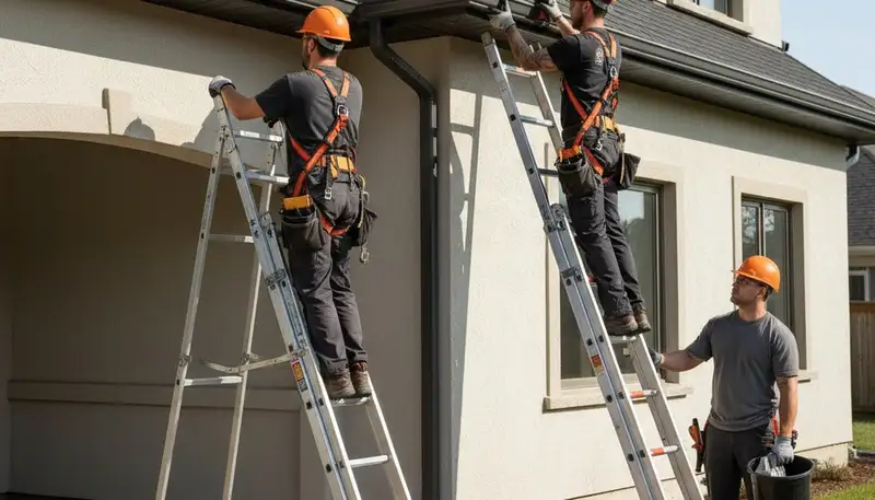 Kansas City, MO gutter repair by FX Remodeling & Exteriors on a siding service page
