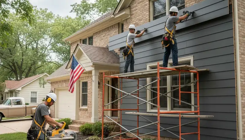 Vinyl siding installation for Kansas City, MO home exterior by a professional siding contractor