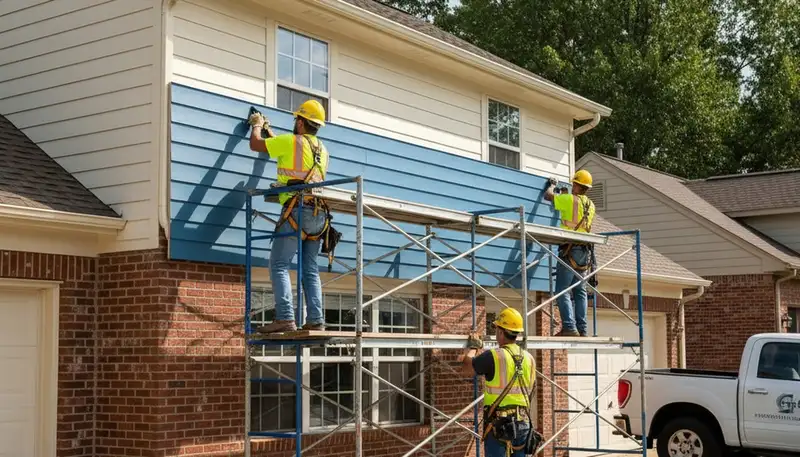 Vinyl siding installation by Kansas City, MO siding contractors