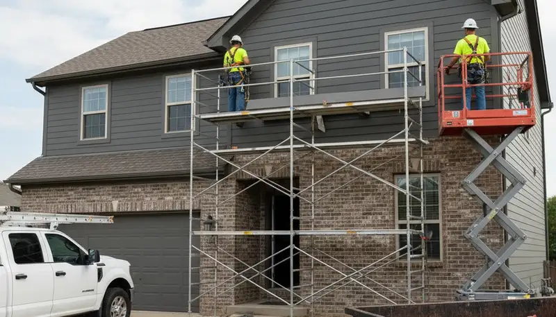 Kansas City, MO siding contractor installing durable vinyl siding on a home