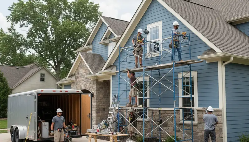 Vinyl siding installation in Kansas City, MO for a residential exterior remodeling project