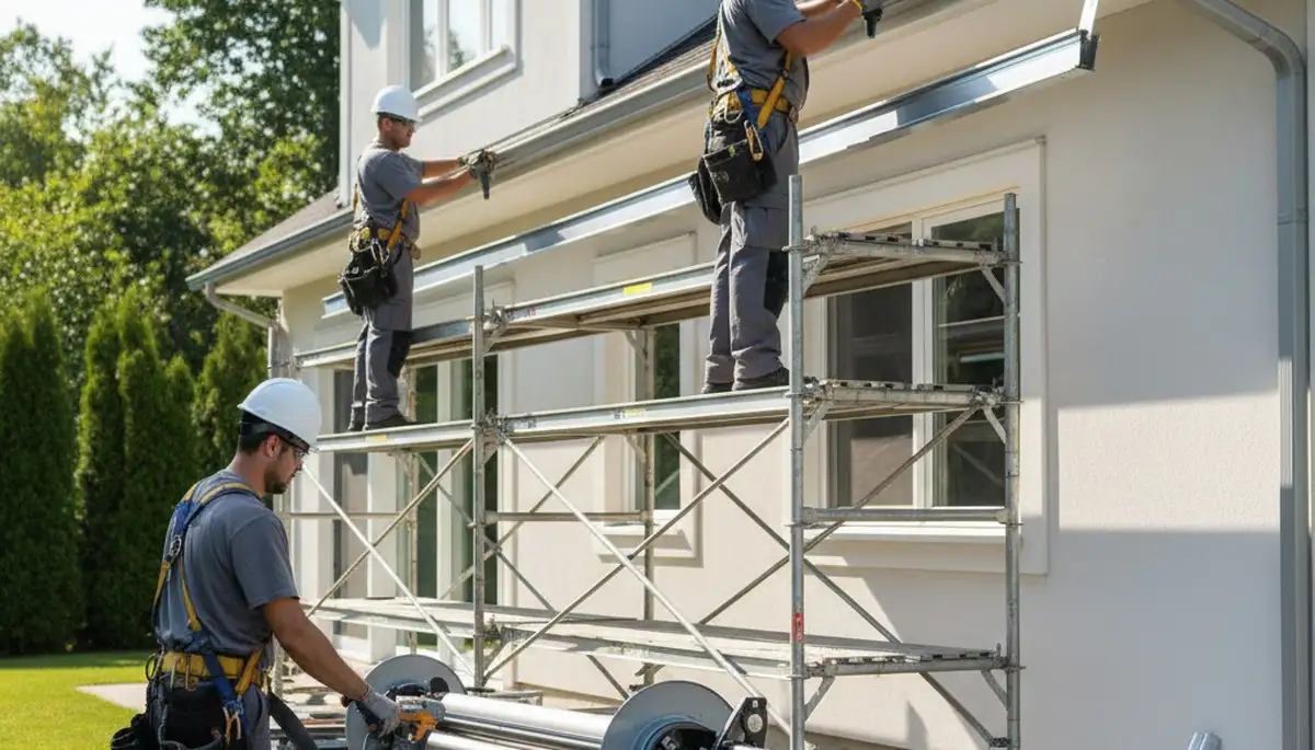 Seamless gutter installation in Kansas City, MO for stormwater protection on a home exterior